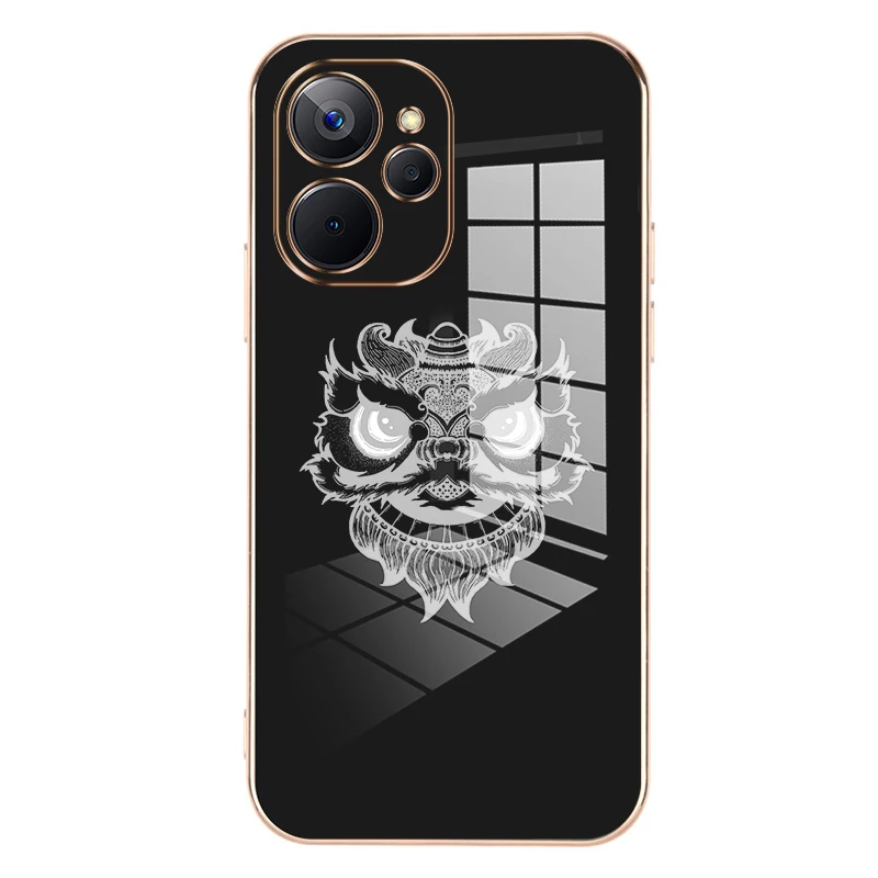 

Lion Pattern Plating Phone Case For Oppo Realme C53 11 Pro Plus Back Cover