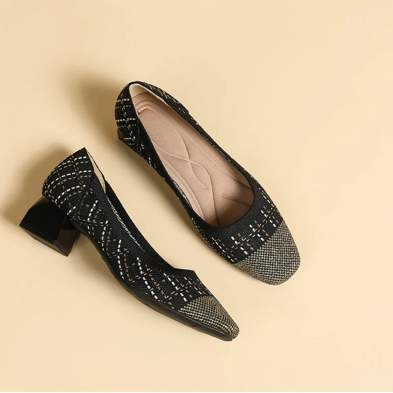 Женские туфли на высоком каблуке дышащие Нескользящие туфли-лодочки из