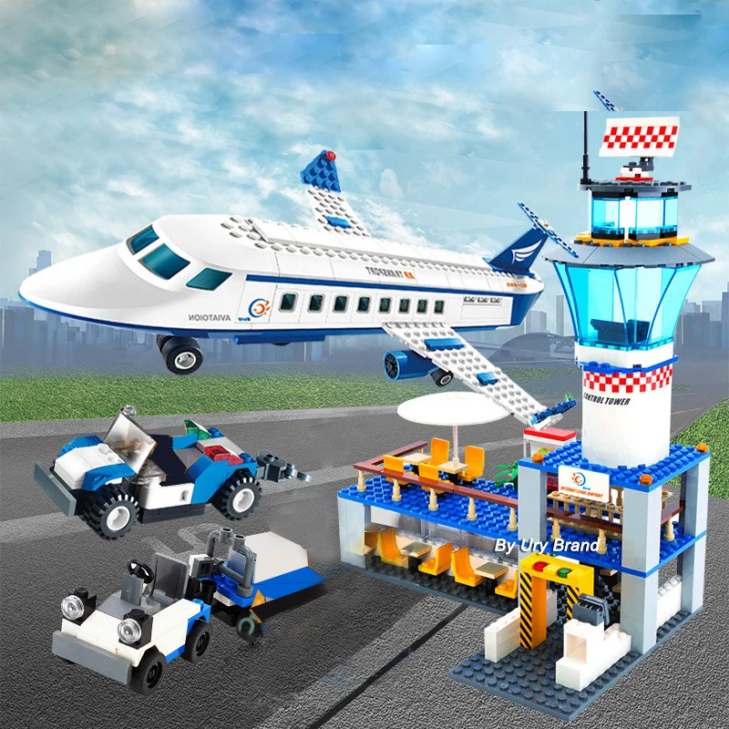 

652PCS City Series Aircraft Terminal Ariport Car Passenger Plane Building Blocks Set DIY Toys for Children Boys Christmas Gifts