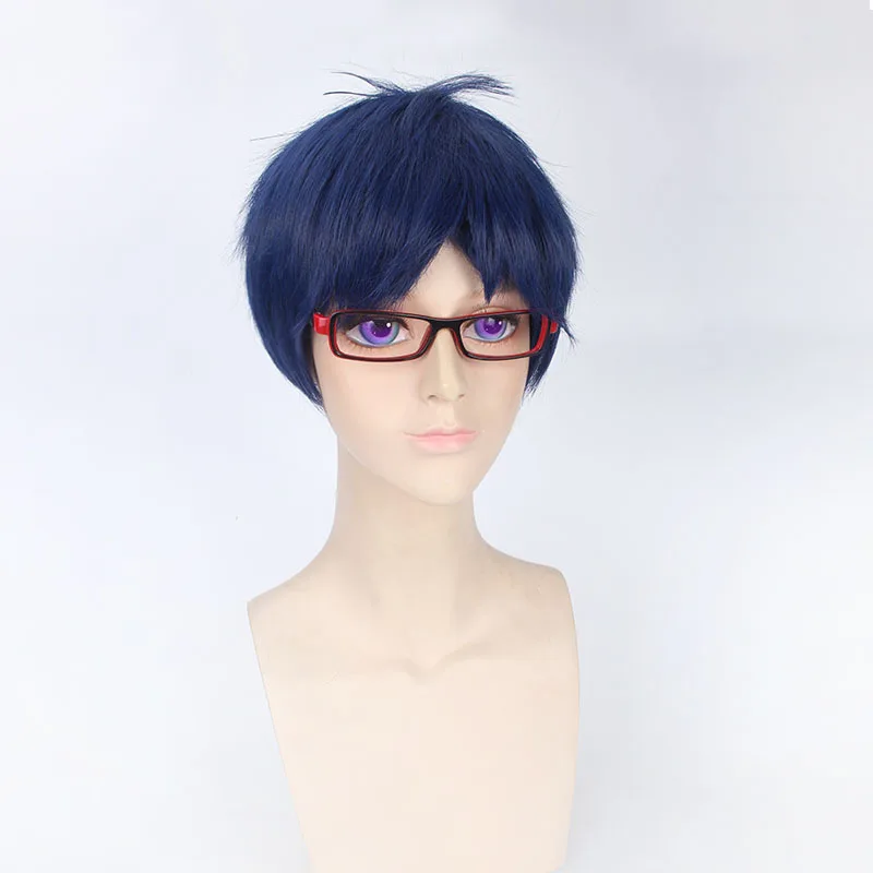 

Wig Anime Cosplay Blue Short Hair Boys Halloween Masquerade Party Atmosphere Props High Temperature Synthetic Heat-Resistant Wig