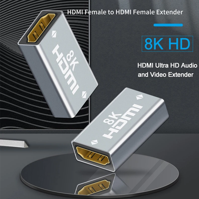 

HDMI-Compatible 2.1 Female to Female Adapter Video Cable Converter 4K 8K 60Hz Extender for PS4 PC TV Projector Cable HD Extender