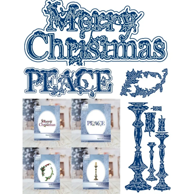 Счастливого Рождества мир Холли цветы свеча металлические Вырубные штампы