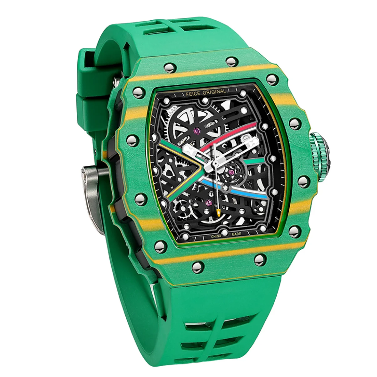 

FEICE Men Skeleton Automatic Mechanical Watch Luxury Fashion Luminous Wristwatch 50M Waterproof Sapphire Crystal Watch for Men