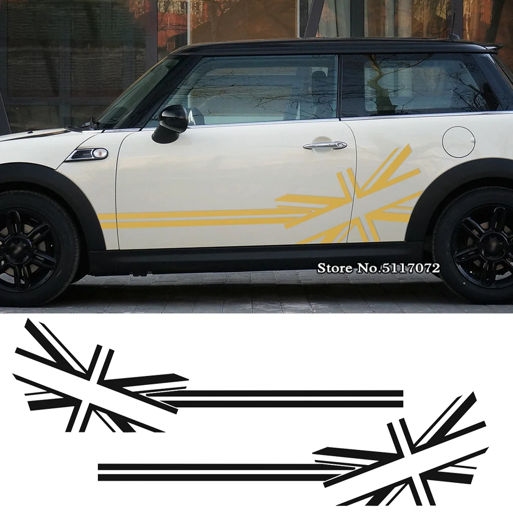 

2pcs Union Jack Flag Side Stripes Door Side Decal Stickers for BMW MINI Cooper S Countryman R60 F60 F55 F56 R56 Paceman R61 R50