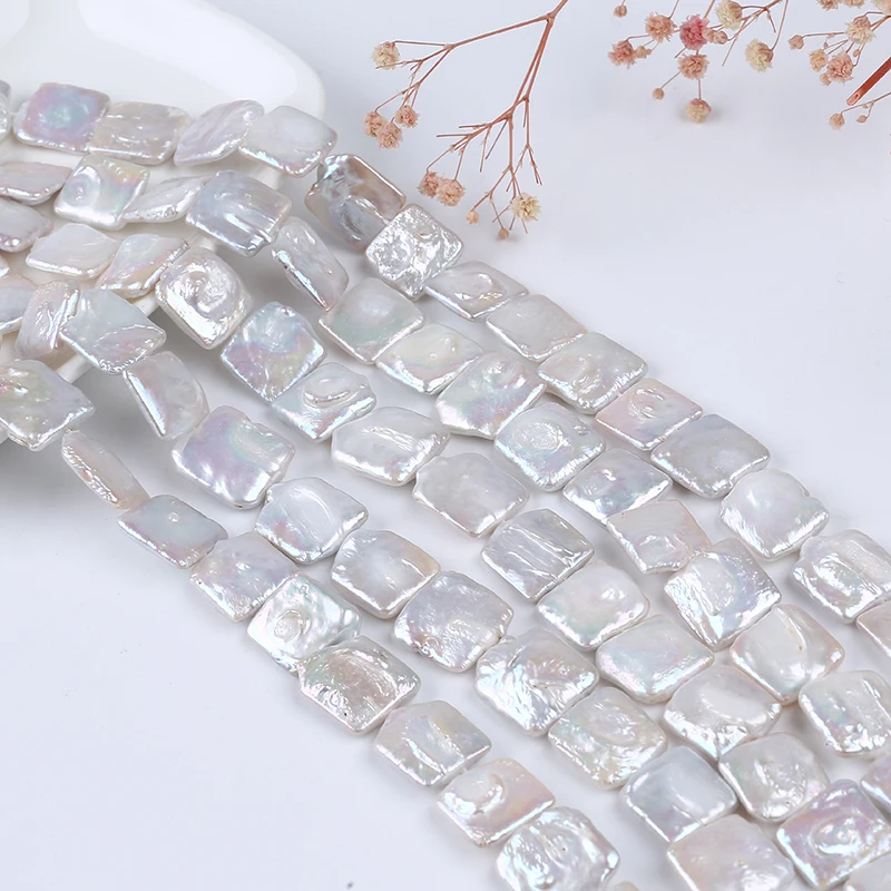 

15-18mm Natural freshwater pearl square Loose Pearls Strand For jewelry