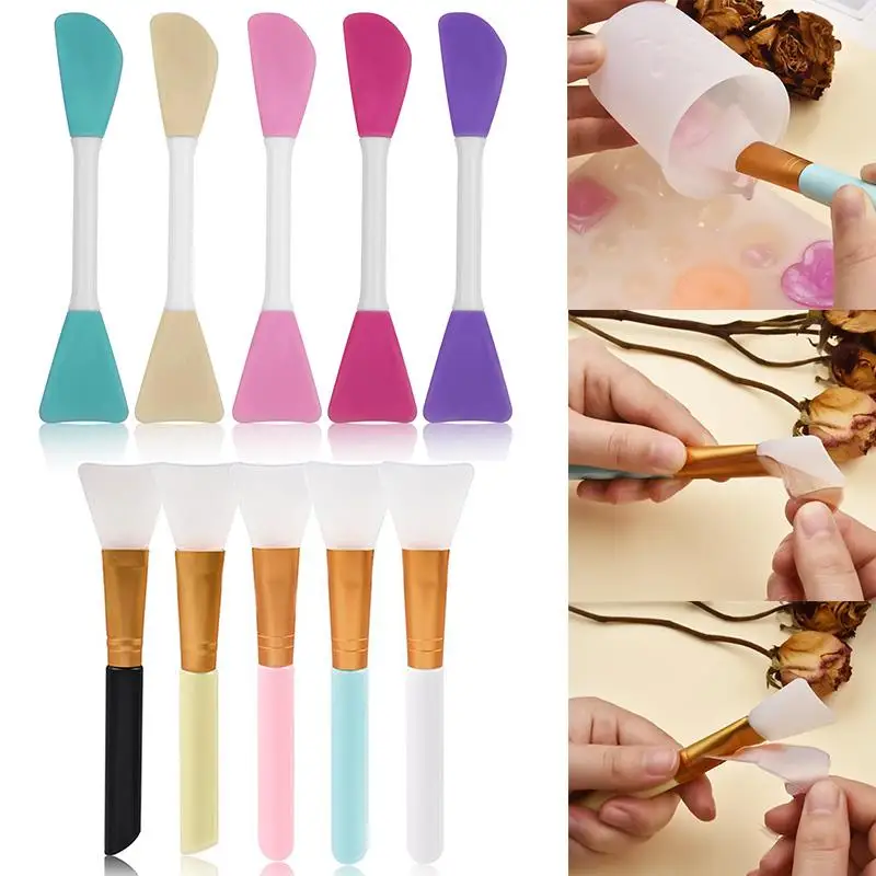 Multifunction Silicone Stirring Brush Soft Single Double Heads DIY Epoxy Resin Glue Mixed Jewelry Making Tools Face Smear Brush