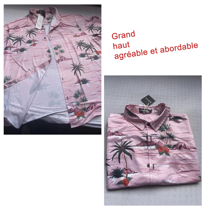 Гавайская Мужская рубашка Повседневная Эластичная пляжная сорочка с
