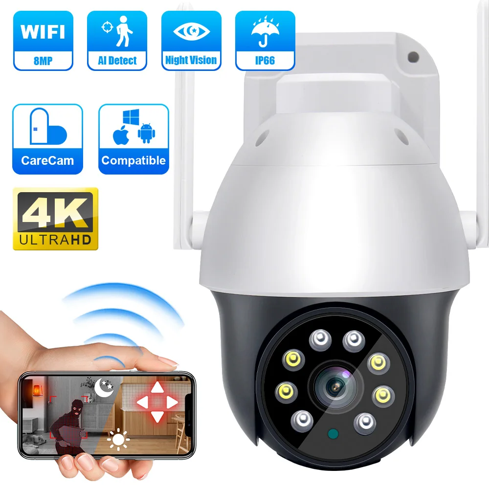 

8MP 4K Outdoor Wifi Camera Night Vision Full Color Surveillance Camera Auto Tracking For CCTV Camera Survalance Security Monitor