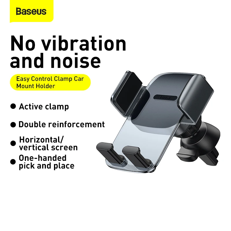 baseus car phone holder clamp air vent mount for iphone samsung huawei mobile phone holder stand support vertical and landscape free global shipping