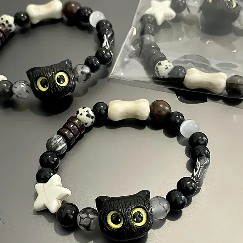 Парные браслеты с маленькой кошкой для женщин