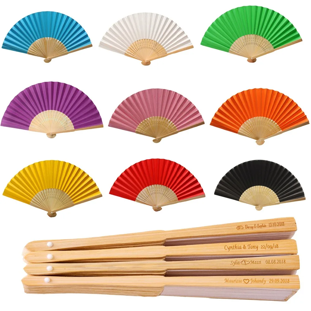 

50Pcs Personalized Folding Paper Hand Fan Fold Vintage Paper Fans Wedding Party Favors Baby Shower Gift Wedding decoration fan