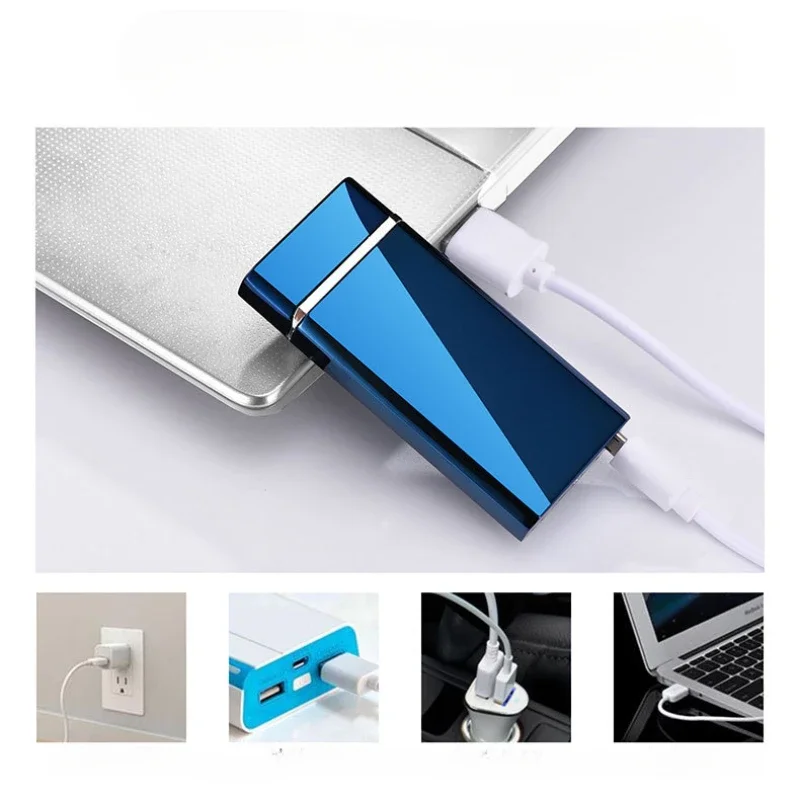 Фото 2024 зажигалка с двойной дугой и USB-зарядкой, модная ветрозащитная Электронная Зажигалка из цинкового сплава №5