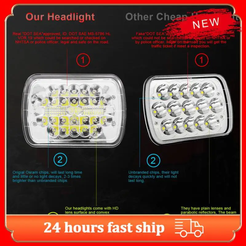

7x6/7x5 Inch Wrangler Off-road Vehicle Modified LED Headlights 150W 50000LM IP67 Square Car Light Truck Motorcycle Led Headlight