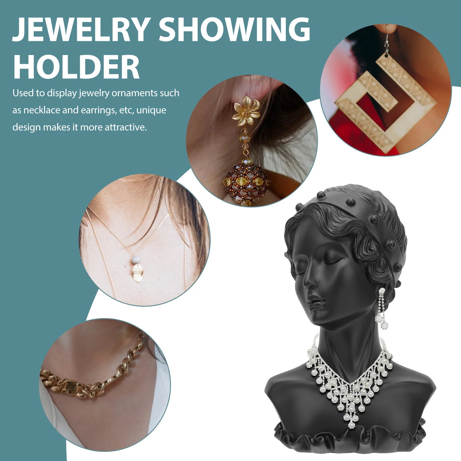 1Pc Figure Bust Statue Jewelry Holder Necklace Earrings Display Rack Home Adorn