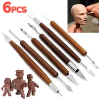 6pcsset beginner clay pottery ceramic sculpting tools diy woodwork sculpting clay crafts engraving pen suit carving tools