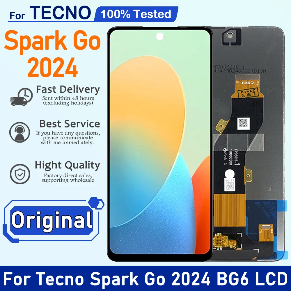 ЖК-дисплей AMOLED 6 дюйма для Tecno Spark Go 2024 BG6 сенсорный экран с дигитайзером в сборе