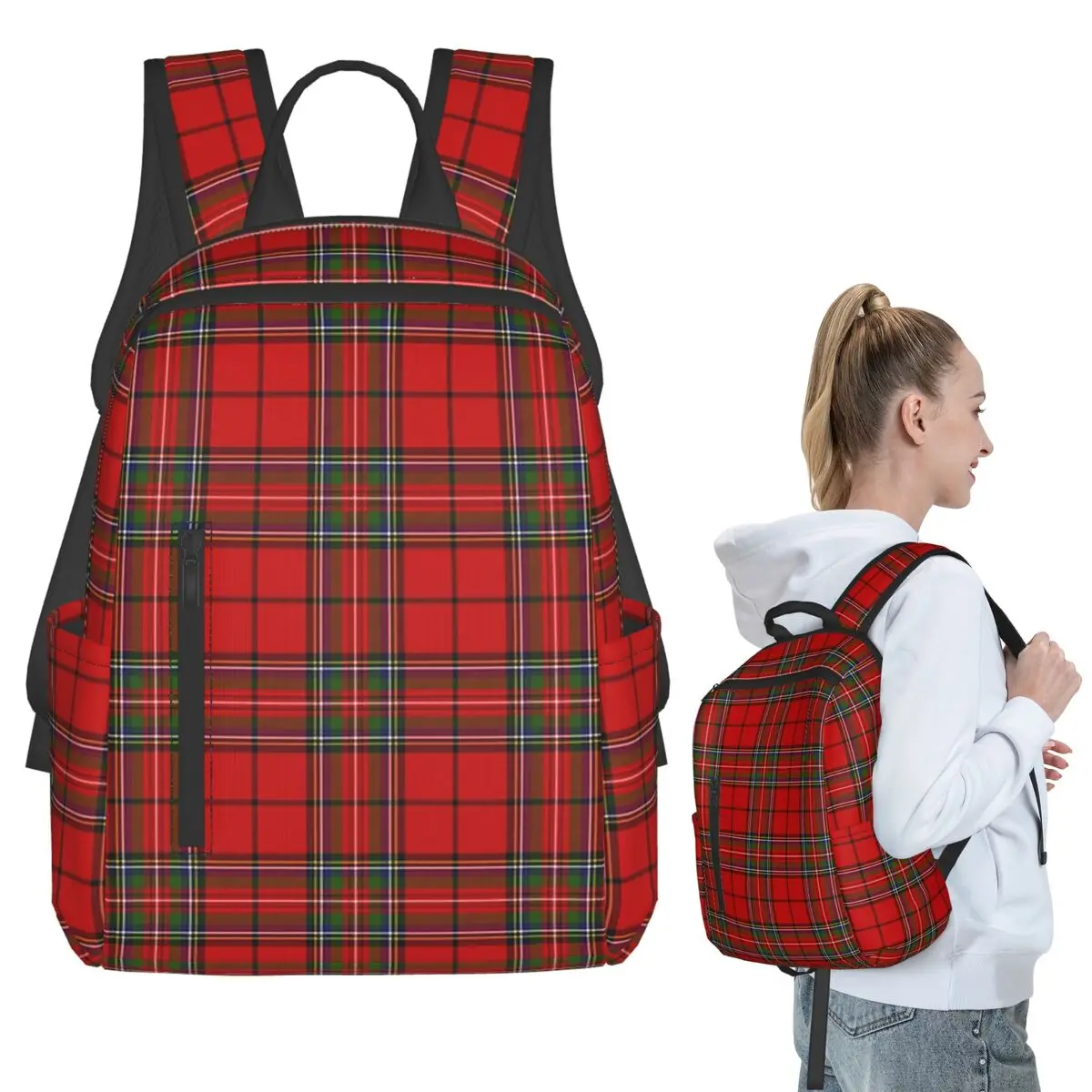 Фото Красный клетчатый рюкзак Royal Stewart Of Galloway Tartan, студенческая сумка для книг, детская школьная сумка, сумки на плечо для ноутбука, мужские и женские сумки №1