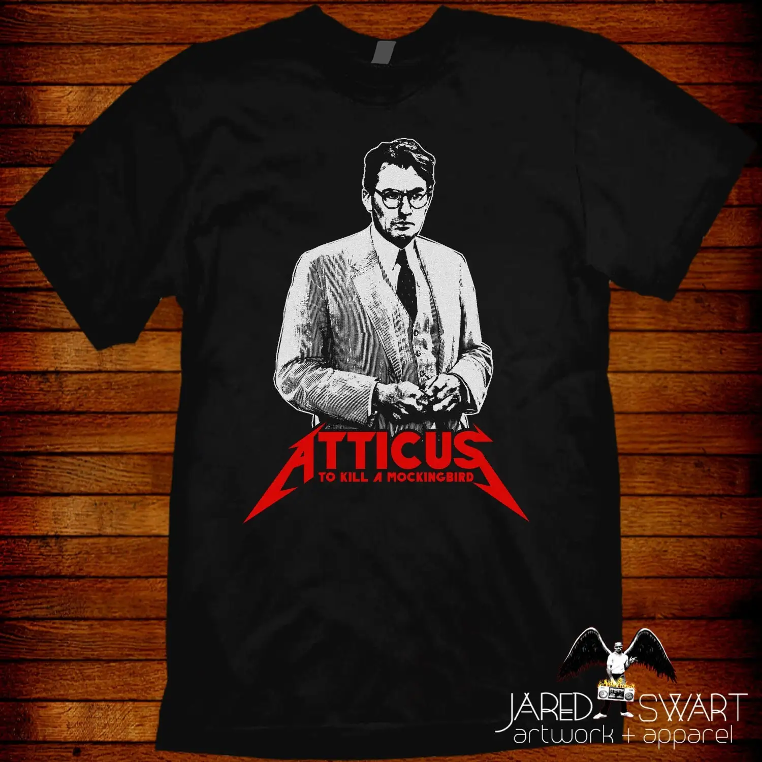 Фото Металлическая футболка Parody To Kill A Mockingbird Atticus Размеры S M L Xl 2xl 3xl 4xl 5xl и женские №1