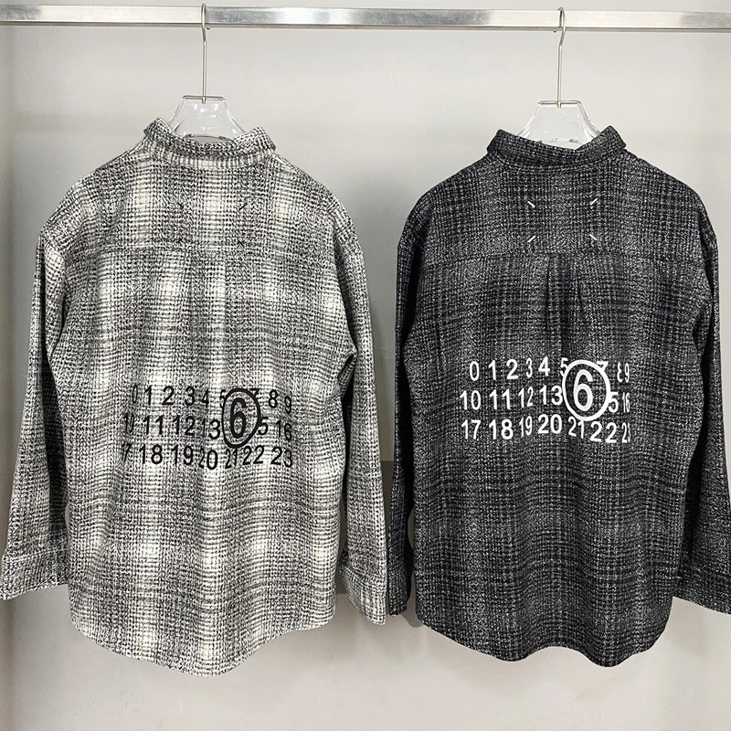 

2023 Autumn Fashion New Mm6 Margiela Shirt 3D Silicone Number Print Men Women Daily Casual All-match Long Sleeve Jacket Shirt