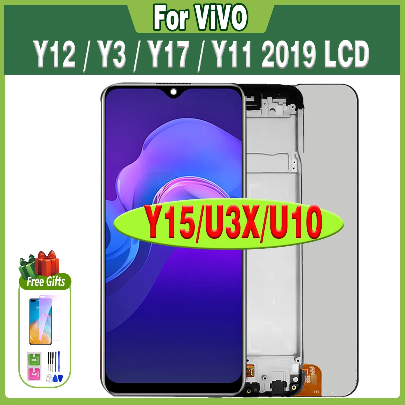 

6.35" Display for Vivo Y11 2019/Y15/U3X/U10 Lcd For Vivo Y12/Y3/Y17 LCD Touch Screen Panel Digitizer Assembly Replacement Repair