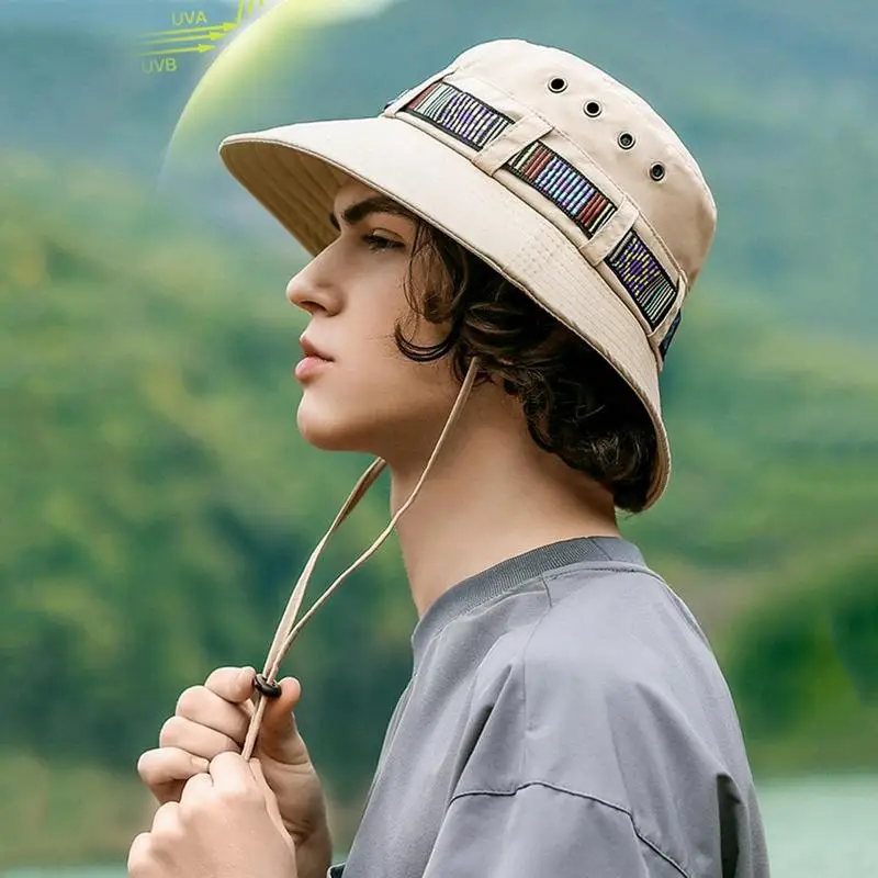 Панама летняя Мужская дышащая шляпа рыбака для рыбалки и активного отдыха с