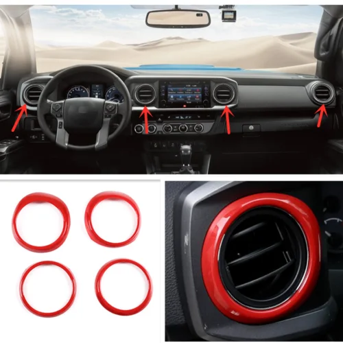 

For Toyota Tacoma 2016-2022 Dashboard Air Vent Cover Trim red 4pcs