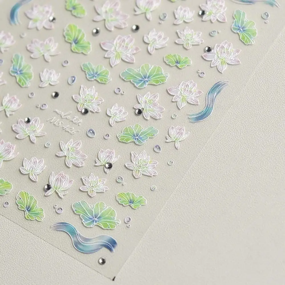

1Pc Diamonds Flowers Adhesive Nail Art Stickers Lotus Decals Manicure Ornaments Nail Decorations