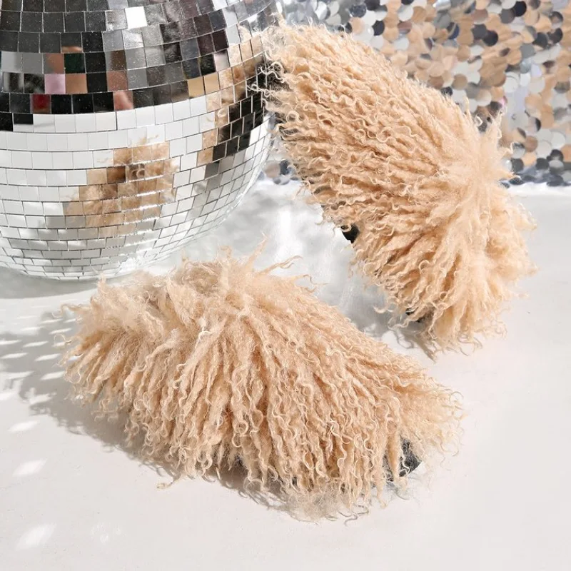 Женские летние роскошные пушистые шлепанцы из искусственного меха. Удивительные