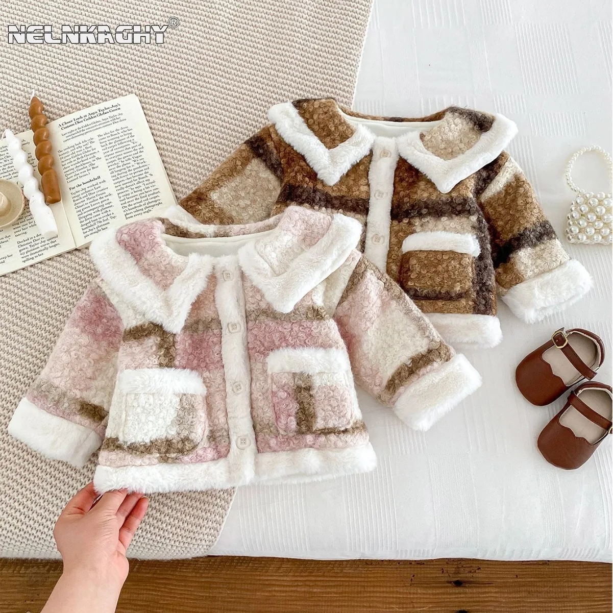 

2023 New in College Style Girls Winter Coat - Chic Children Princess Fleece Top Jacket, Infant Baby Thick Warm Outwear 3M-4Y