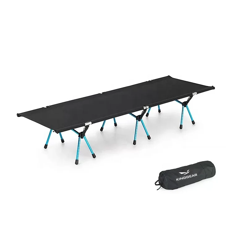 

RTS Kinggear Black Durable Foldable Metal Aluminium Portable Field Camping Stretcher Bed