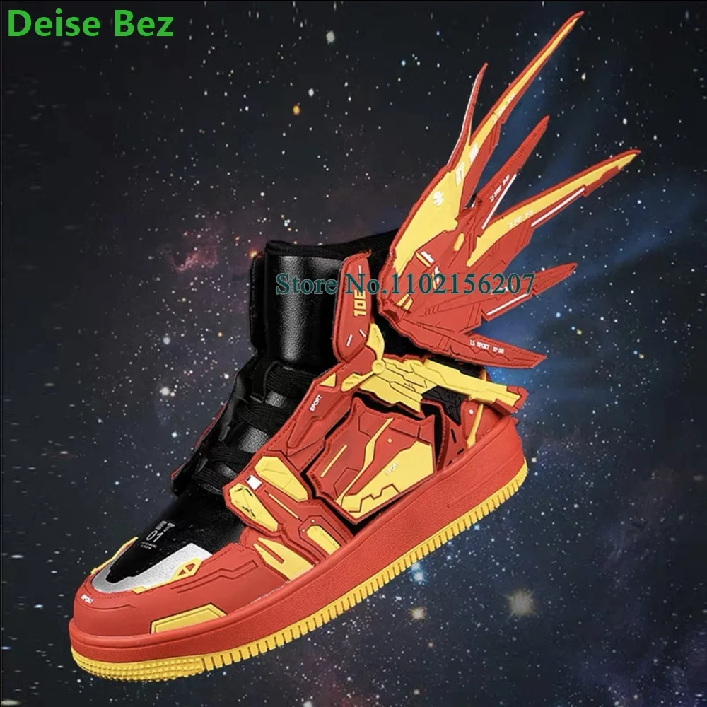 Multi -element Mechanical Assembly Sneakers Flat With Handmade Cool Mixed Colors Cross-tied Comfortable Casual Sports Shoes