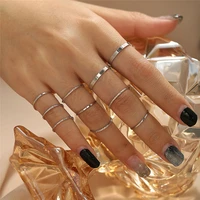 wukalo 10pcsser fashion simple design anillos vintage gold silver color joint rings sets for women jewelry gifts
