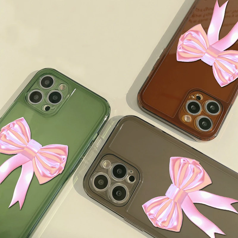 

Pink Bow Pattern Phone Case,For IPhone11 13 12 14 Pro Max X Xs Xr 7 8 Plus Mini Se,Four Corner Airbag Anti Fall Cover,Coque