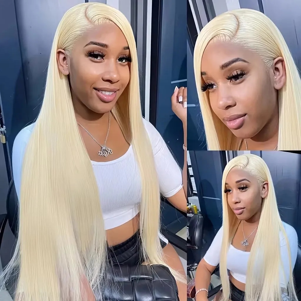 Синтетический Парик Шнурка 13x4 Для Чернокожих Женщин 613 Медовый Блондин Длинный