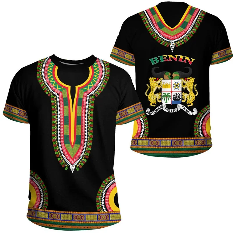 Футболка с узором Benin Coat Of Arms мужские летние африканские футболки 3D принтом