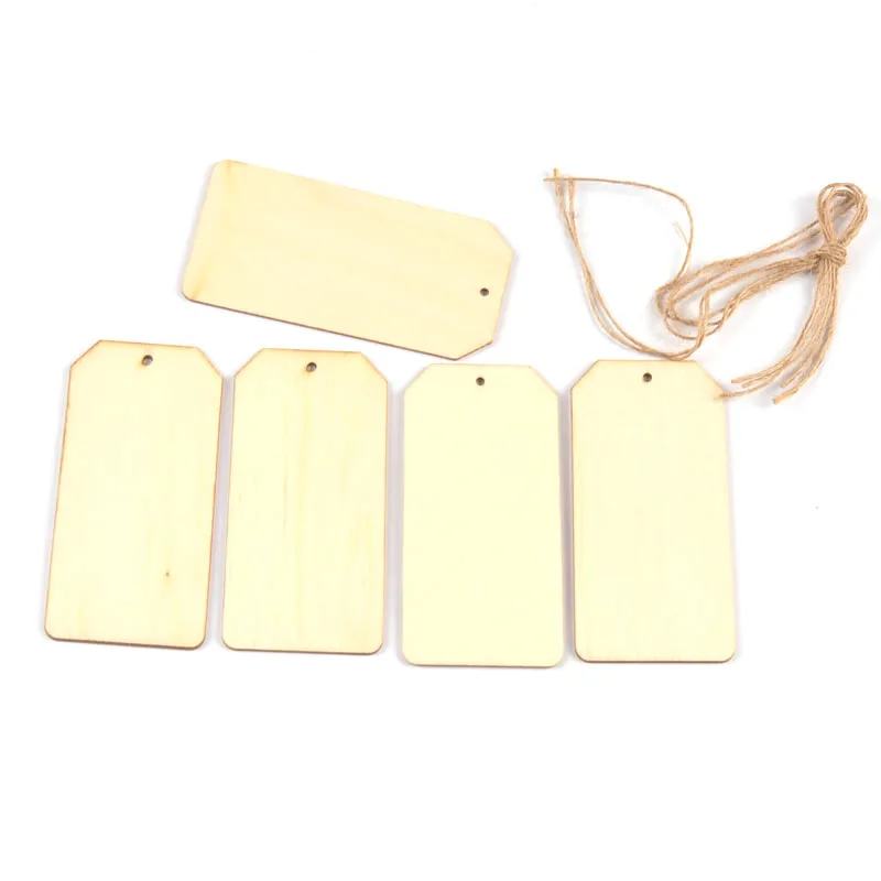 

5 шт. + 2 м веревка, натуральная пустая деревянная подвеска для фотографических карт, подвесная бирка, деревянные поделки, Свадебный декор m1885