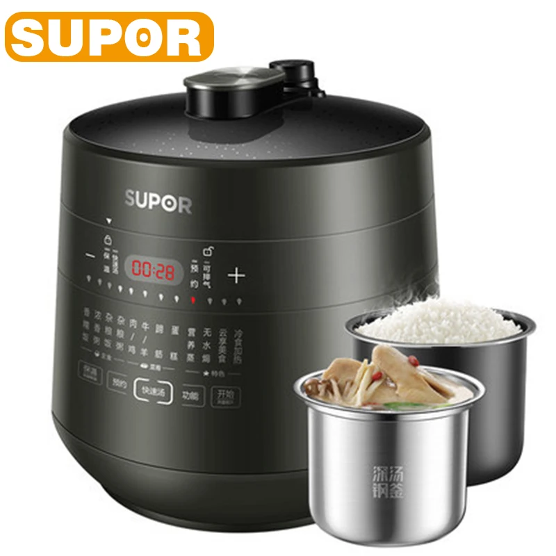 

SUPOR Electric Pressure Cooker 5L Double Inner Stainless Steel Multifunctional Smart Electric Rice Cooker Household Appliances