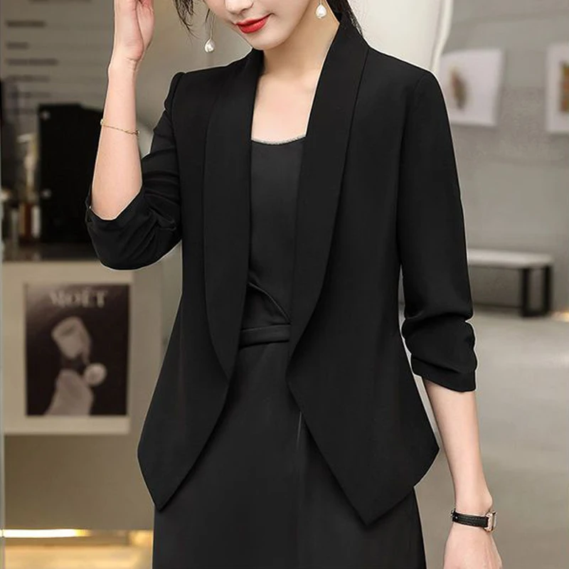Korean Fashion Simple Office Lady Business Casual Blazers for Women 2023 Spring Elegant Chic Solid Female Suits Outwear Coats images - 6