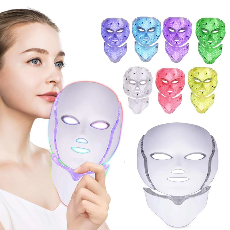 

Светодиодная маска для лица, светодиодный цветов светильник вая терапия, уход за кожей лица, омоложение кожи, лечение морщин и пятен для шеи ...