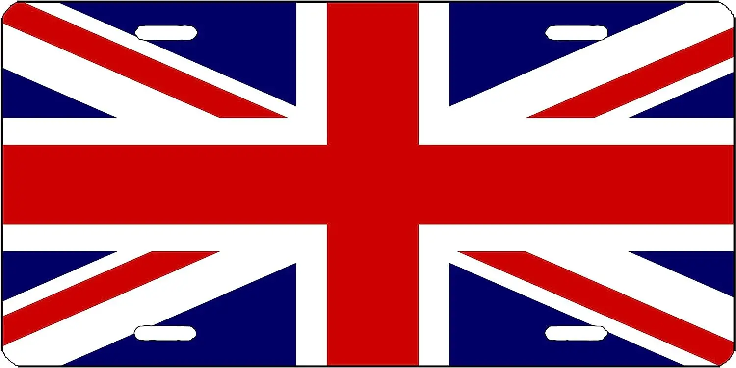 

UK United Kingdom Flag License Plate Novelty Auto Car Tag Holiday Gift Union Jack Lisence Plate for Men Women 12x6 Inch