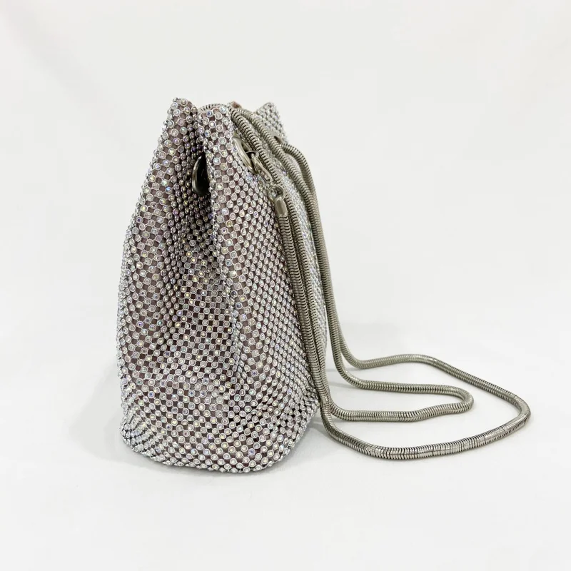 Bucket Dinner Party Color Rhinestone Evening Wear Fashion Gradient Rainbow Color Diamond Shoulder Portable Underarm Bag