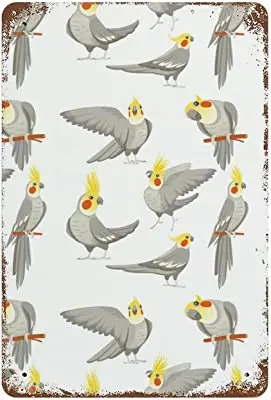 

Parrot of Cockatiel Welcome Metal Tin Sign Iron Poster Hanging Painting with Rust Vintage Wall Decor