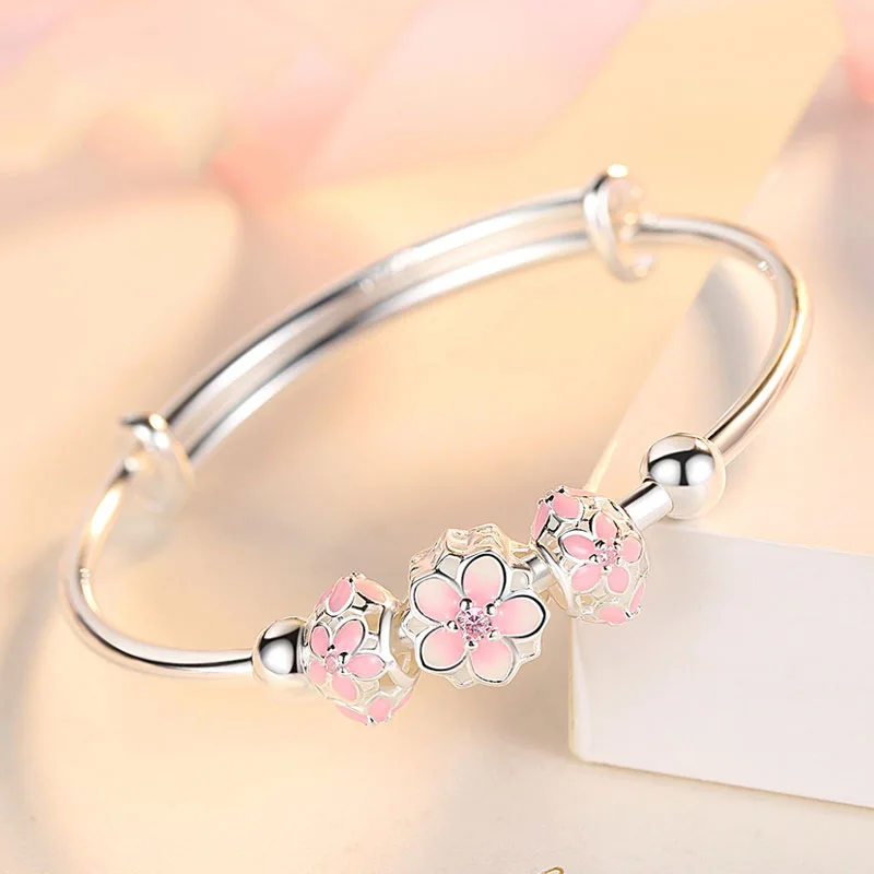 

Новый продукт, браслет для молодых влюбленных с цветком вишни, Женский японский и корейский простой модный студенческий браслет, женское ро...