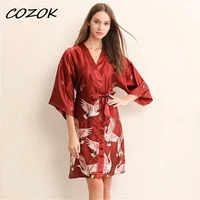 cozok women robes summer comfort nightdress sleepwear female pajamas home clothes floral dressing gown kimono girls bathrobe