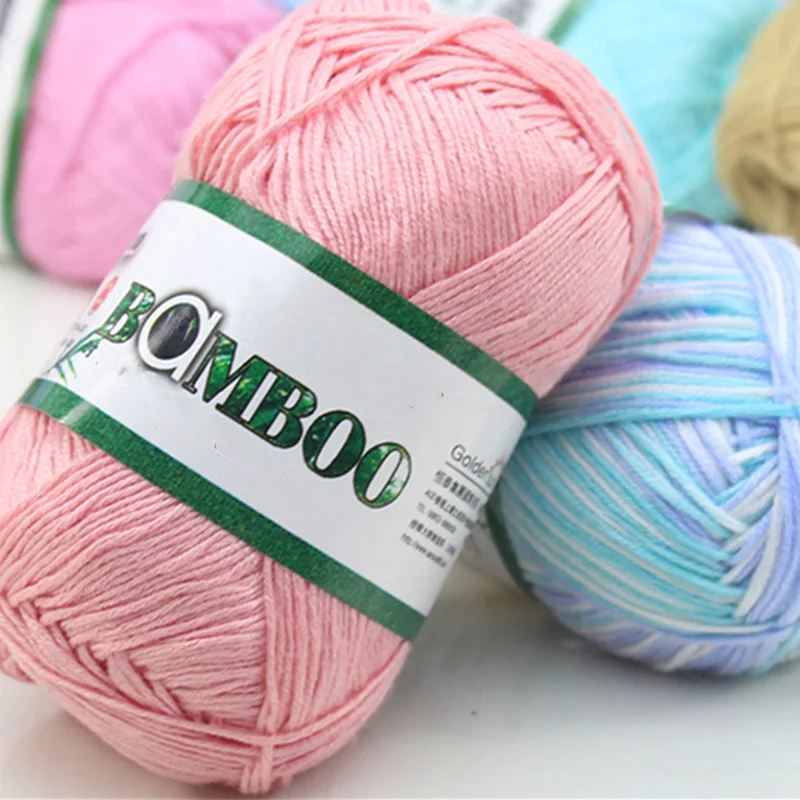 Высококачественная мягкая гладкая натуральная бамбуковая хлопчатобумажная пряжа, 1 шарик, 50 г, 145 метров, 6 слоев, ручное плетение, вязание крючком, мягкая нить