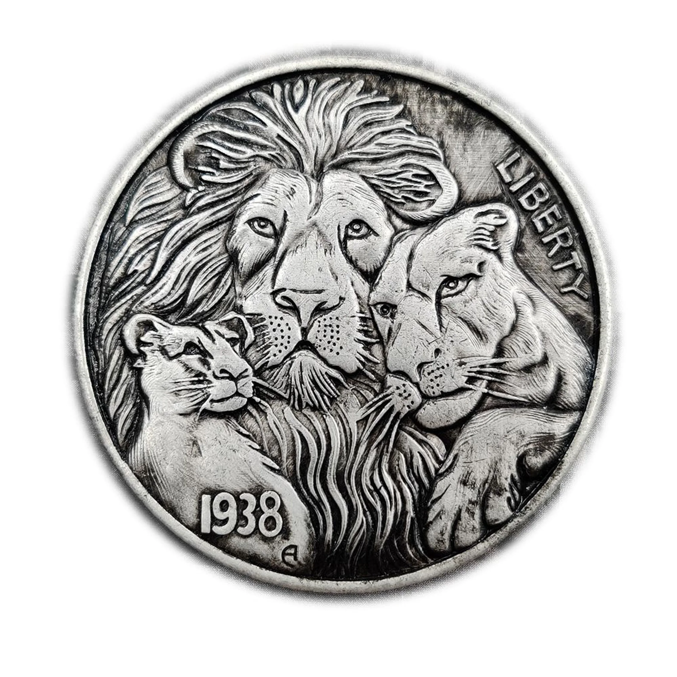 

38mm Coins Beautifully Hand Polished Magic Props Lucky Coin Birthday Gifts Home Decor Lion Family Pattern Collectibles