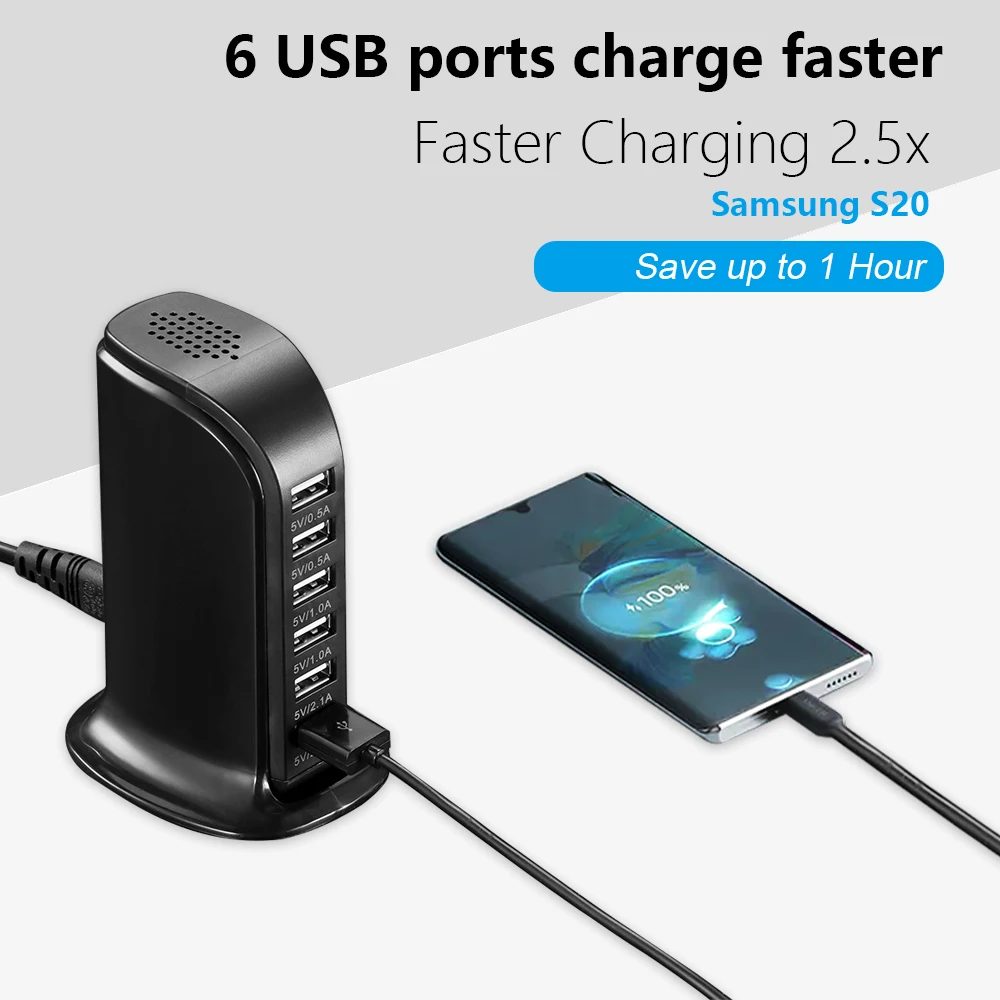 

6 USB Chargers 30W Mobile Phone Charging Socket Travel Wall Power Adapter Universal 6 Ports EU UK US AU To usb Conversion socket
