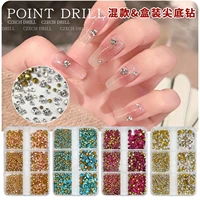 6 boxes nail art charms supplies for professionals accesorios rhinestones glitter decorations ongle equipment crystals manicure