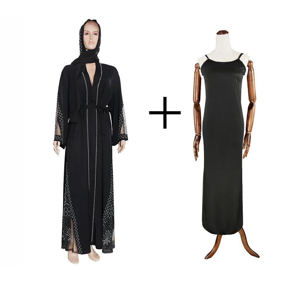 

Abayas For Women Elegant Hijab Dress Dubai Turkey Muslim Hijab Dress Caftan Marocain Shiny Stones Kimono Islamic Clothing