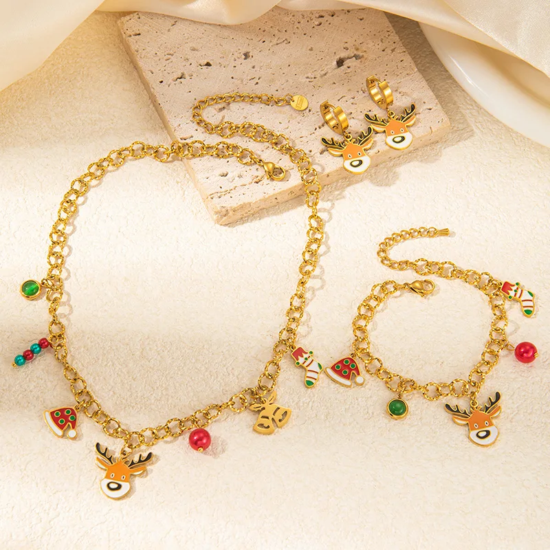 GANEMLY из нержавеющей стали 316L креативное рождественское ожерелье браслет серьги